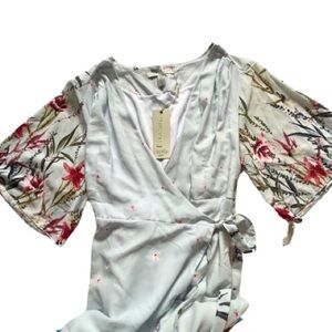 NWT ASOS Liquorish Light blue floral wrap midi dress size 14